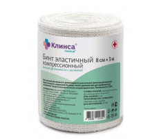 КЛИНСА БИНТ ЭЛАСТ. КОМПРЕС. ВР 8Х300СМ (ЗАСТЕЖКА)