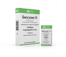 БИОСУЛИН Н 100МЕ/МЛ. 3МЛ. №5 СУСП. Д/П/К КАРТРИДЖ /ФАРМСТАНДАРТ-УФАВИТА/