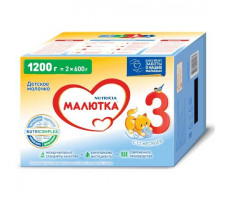 МАЛЮТКА 3 МОЛОЧКО ДЕТСКОЕ 1200Г. (600Г.Х2) 12+МЕС.