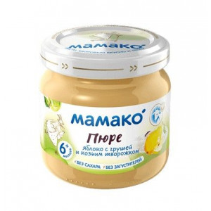 МАМАКО ПЮРЕ 80Г. ЯБЛОКО+ГРУША КОЗ.ТВОРОГ 6+МЕС. [MAMAKO]