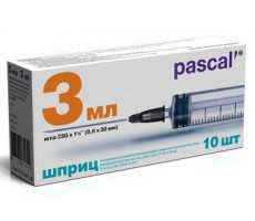 ПАСКАЛЬ ШПРИЦ 3-Х КОМП. 3МЛ. С ИГЛОЙ 23G 0,6Х30ММ. №10 [PASCAL]