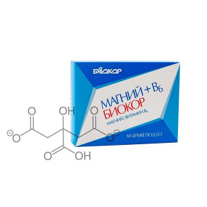 БИОКОР МАГНИЙ+B6 0,55Г. №60 ДРАЖЕ