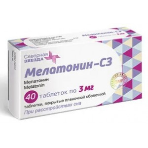 МЕЛАТОНИН-СЗ 3МГ. №40 ТАБ. П/П/О МЕЛАТОНИН-СЗ 3МГ. №40 ТАБ. П/П/О