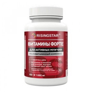 РАЙЗИНГСТАР ПОЛИВИТАМ. КОМПЛЕКС ВИТАМИНЫ ФОРТЕ МУЖ. 1,66Г. №60 ТАБ. [RISINGSTAR]