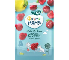ФРУТОНЯНЯ ФРУКТОВЫЕ КУСОЧКИ ЯБЛОКО+ВИШНЯ 15Г. 12+МЕС.