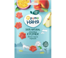 ФРУТОНЯНЯ ФРУКТОВЫЕ КУСОЧКИ ЯБЛОКО+ПЕРСИК+МАРАКУЙЯ 15Г. 12+МЕС.