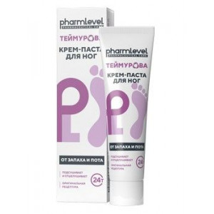 ФАРМЛЕВЕЛ ТЕЙМУРОВА КРЕМ-ПАСТА Д/НОГ ОТ ЗАПАХА И ПОТА 50Г. [PHARMLEVEL]