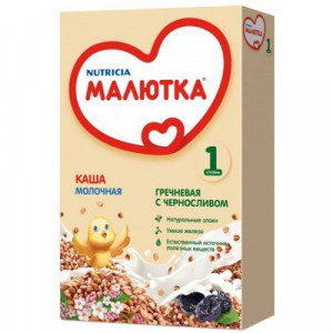 МАЛЮТКА КАША ГРЕЧКА+ЧЕРНОСЛИВ МОЛ. 220Г. 4+МЕС.